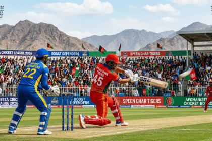 Boost Defenders (Boost Region) vs. Speen Ghar Tigers (Speen Ghar Region) match in the 2026 Shpageeza Cricket League